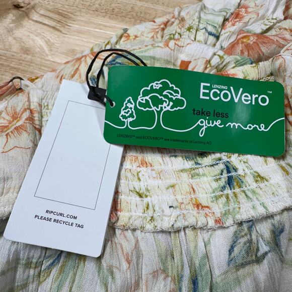 Rip Curl NWT Sol Seeker Maxi Dress Floral White XL Smocked Hawaiian Tropical - Picture 6 of 12